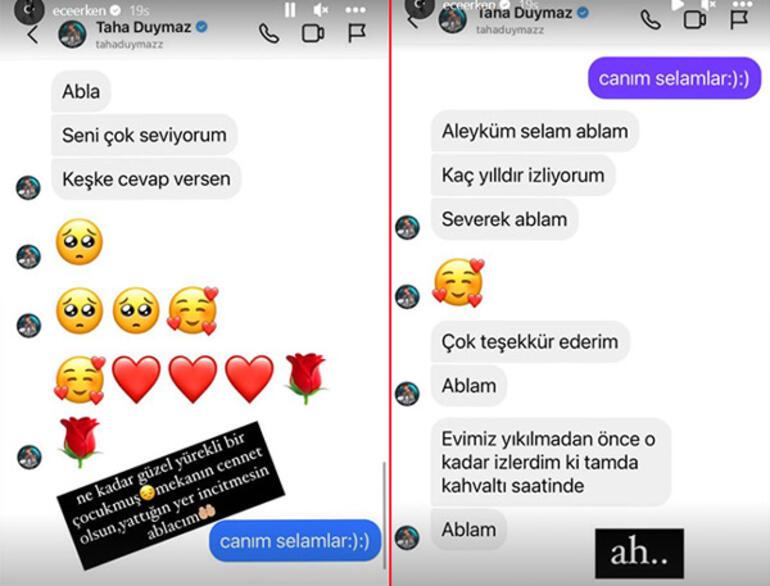 Ece Erkenden Taha Duymaz paylaşımı: Ne kadar güzel yürekli bir çocukmuş