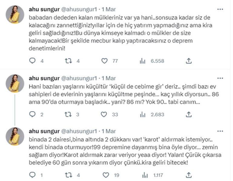 Ahu Sungur isyan etti Çürük çıkarsa kira geliri bitecek