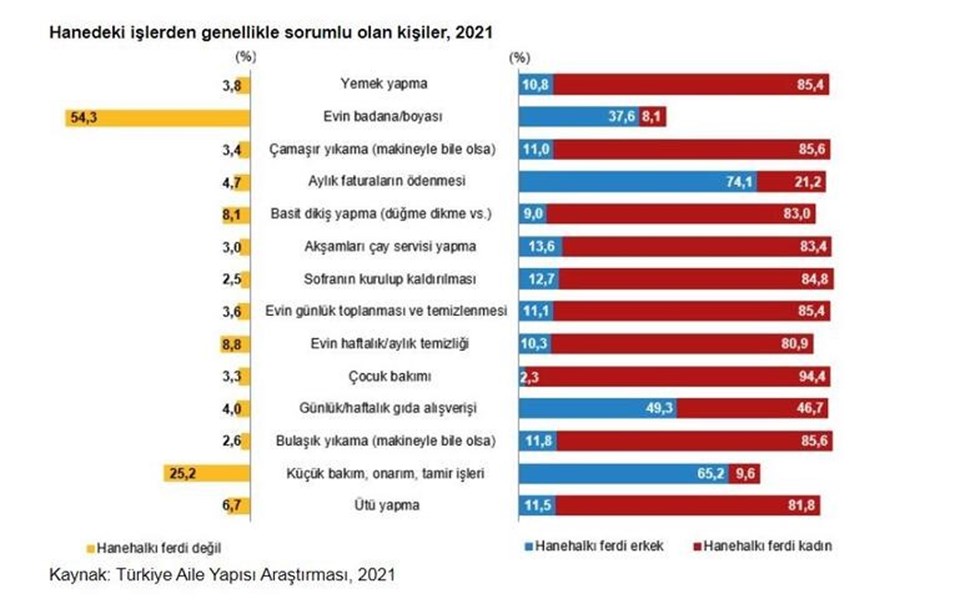 TÜİK paylaştı: Ev işleri yine kadına kaldı - 2