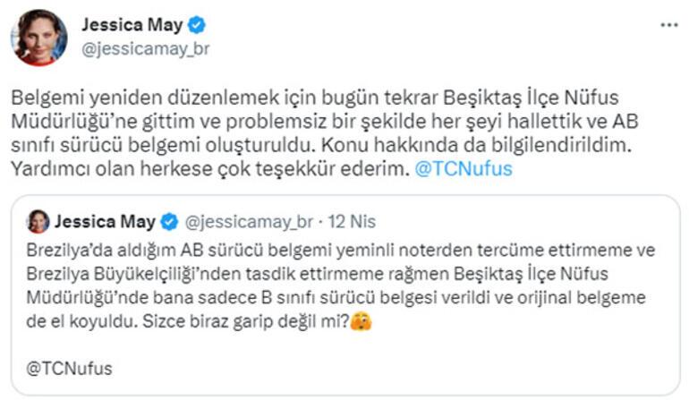 Jessica Mayin ehliyet sorunu çözüldü